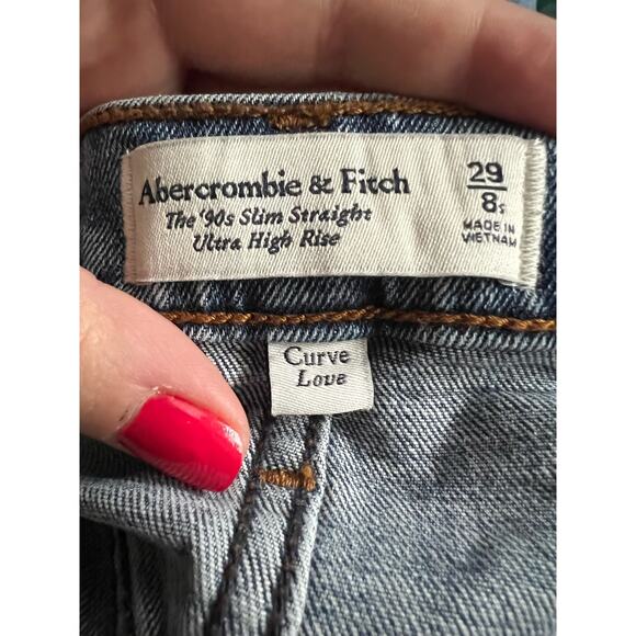 Abercrombie & Fitch Curve Love The '90s Slim Straight Ultra High Rise Jeans 29 - Picture 7 of 10